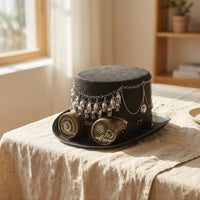 Steampunk Top Hat with Goggles Felt Top Hat with Gears Gothic for Cosplayers, Actors