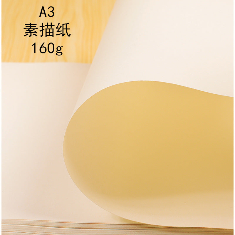A3 Sketch Paper 160GSM Drawing Pad for Art Students, 20 Sheets, Slightly Yellowed for Eye Protection