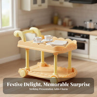 Cute Design Dollhouse Food Trolley Realistic Feature 1:12 Scale Serving Cart Two-Tier Miniature Dining Cart Multi-Use for Collectors, Kids
