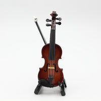 Dollhouse Miniature Wooden Violin Model with Case and Stand for BJD Dolls
