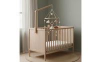 Natural Wood Star Moon Atmospheric Puff Mobile Handmade Design Wooden Crib Mobile Soothing Baby Crib Bell Soft Neutral Colors for Babies, Newborns