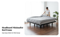 Floating frame Bed Headboardless Bedroom Furniture Minimalist Aesthetic for partners, Homeowners, Apartment, Guest Room
