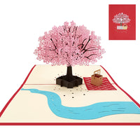 Cherry Blossom 3D Pop-Up Greeting Card for Anniversaries, Birthdays, and Declarations