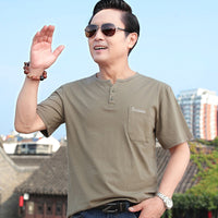 Men's Cotton Short Sleeve T-Shirt for Middle-Aged and Elderly Fathers