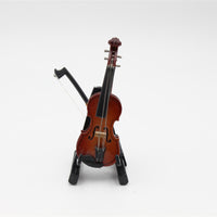 Dollhouse Miniature Wooden Violin Model with Case and Stand for BJD Dolls