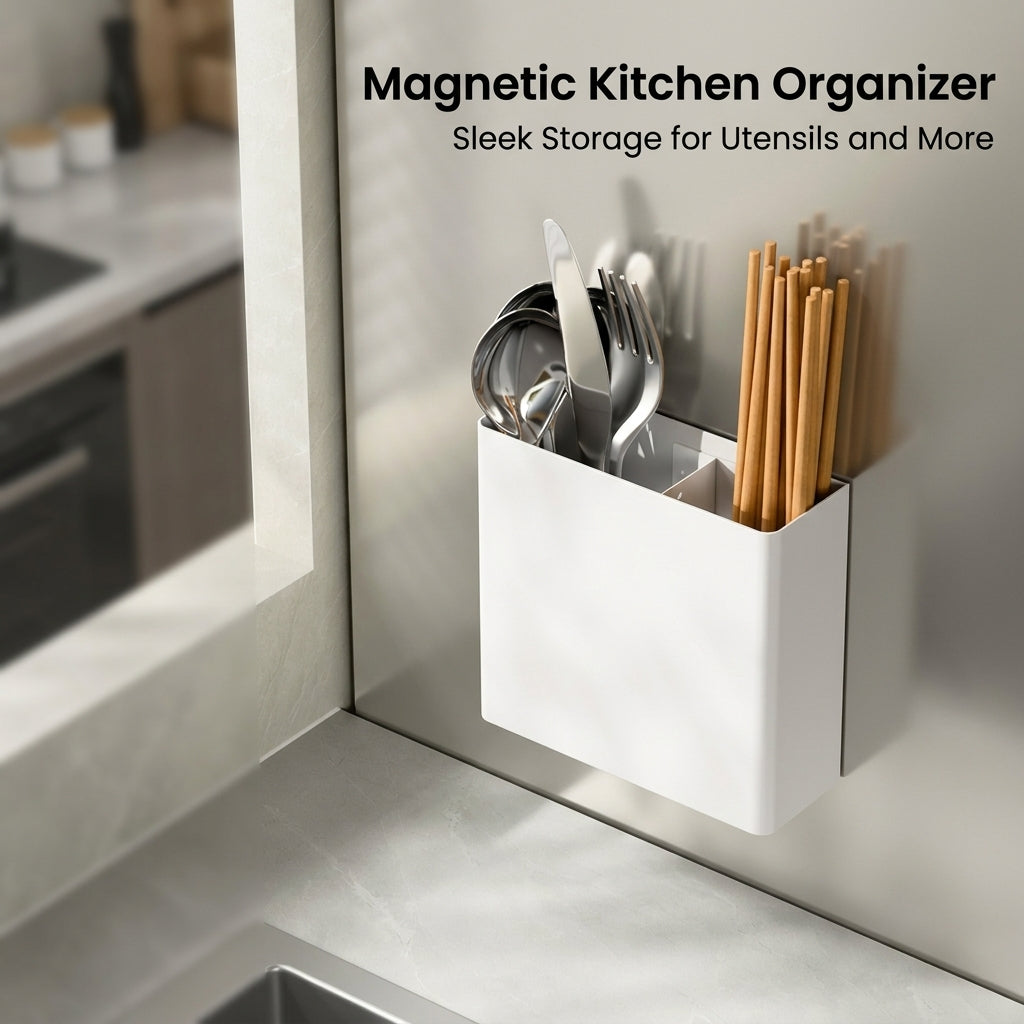 Chopstick Holder Fridge Organizer, Carbon Steel Countertop Storage for Students, Wall-Mounted Kitchen Utensil Rack, Space-Saving Side