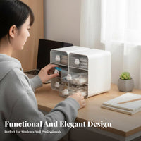 Large Capacity Slanted Multicompartment Holder Transparent View Desktop Organizer Space Saving Pen Stand Modern Design for Students, educators, Professionals, Desk, Study Room, School, Classroom