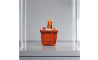 1/64 Scale Shrine Model with Figurine Retro Chinese-Style Miniature Altar Cabinet Ornate Dollhouse Shrine Carved for Collectors, Hobby Builders, Desk Decor