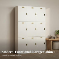 Electronic Lock Locker Large Capacity Wooden Locker Cabinet Sturdy Construction Lockable Utility Cabinet for Gym Members, Students, Salon, Spa, School