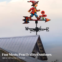 Little Boy Weathervane Rust Resistant Metal Wind Direction Indicator Smooth Rotation Metal Weathervane for Yard, Fence