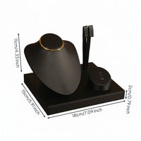 Necklace Earring Display Bust Faux Leather Finish Mannequin Bust Multi-Component Set Rings Display Stand for Countertop
