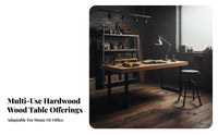 Mechanical Pipe Leg Table Retro Design Mechanical look worktable sturdy Wood Top Household Furniture for homeowners, Adults, Home, Restaurant, Kitchen