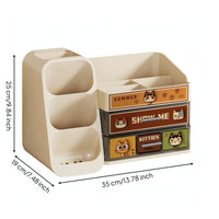 Cat Makeup Organizer Space Saving Makeup Organizer with Drawers Compact Cosmetic Storage Box with Drawers for Teens