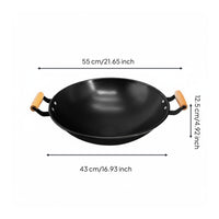Heavy Duty Round Bottom Wok Long-Lasting Construction Chinese Iron Wok Even Heat Distribution Stir-Fry Pan Chemical-Safe for Chefs, Restaurant Kitchens, Banquets