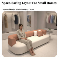 Curved Minimalist Sofa Modern Design Sculptural Curved Sofa Soft Upholstery Reception Couch for Business Owners, Couples, Office, Living Room, Bedroom