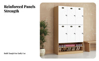 Wooden Storage Locker Multi-tier Multiple-door Locker Large Capacity Particle Board Cabinet with Customizable Lock Options Suitable for Exercise Studio Spa Office Workplace