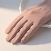 Korean Style Solid Color Cotton Sun Protection Gloves for Women, Breathable Short Touchscreen Cycling Gloves