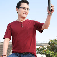 Men's Cotton Short Sleeve T-Shirt for Middle-Aged and Elderly Fathers