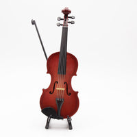 Dollhouse Miniature Wooden Violin Model with Case and Stand for BJD Dolls