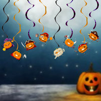 Halloween Pumpkin Swirl Hanging Decorations for Party & Window Display