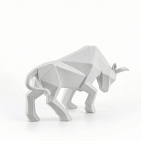 Geometric Financial District Bull Statue Faceted Abstract Bull Sculpture Collectible Decor Modern for Minimalists, Study, Entryway