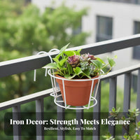 Flowerpot Holder with Hook Iron Balcony Planter Holder Metal Hanging Railing Planter for Patio, Fence