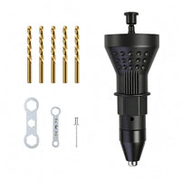 Metal Front Electric Rivet Head Black Housing Rivet Adapter Head Cylindrical Tool Accessory Easy to Use