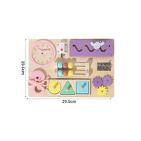 Natural Wood Educational Busy Board Hands-on Wooden Busy Board Pink-Accented Interactive for Toddlers, Preschoolers, Early Learning