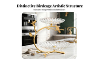Two-Tier Fruit Tray Stand Branch-Shaped 2-Tier Serving Stand Bird Detail Dessert Display Platter for Snacks, Tea Accompaniments