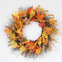Autumn Harvest Festival Artificial Sunflower & Pumpkin Wreath for Door Decor