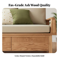 Storage Sofa with Drawers Japanese aesthetic Living Room Furnishing Nordic Aesthetic Wooden Couch for Homeowners, Families, Lounge Area, Bedroom, Office