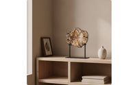 Wood Ornament Modern Wooden Piece on Stand Minimalist Sculpture for Entryway Table, Bookshelf, Office Desk