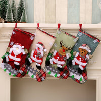 Large Linen Christmas Stockings for Gifts and Decorations