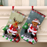 Large Linen Christmas Stockings for Gifts and Decorations