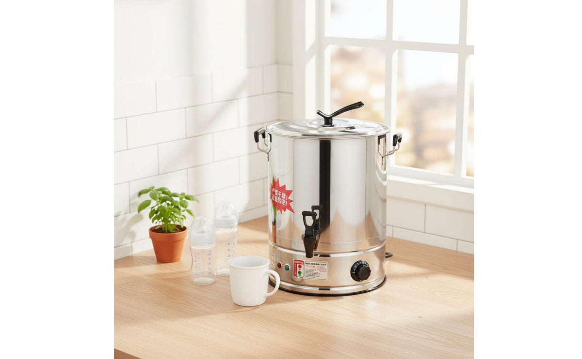 Stainless Metal Water Boiler Keep Warm Function Electric Hot Water Urn Fast Boiling Tabletop Tea Urn for Workplaces, Caterers, Office Breakrooms