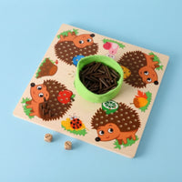 Educational Hedgehog Game Board with Pegs Learning Wooden Peg Game Sensory Peg Board Safe for Preschool