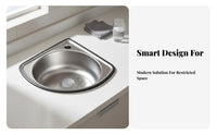 Stainless Steel Triangle Sink Space Saving Stainless Steel Triangle Basin Easy to Clean Angled Kitchen Sink for Homeowners, Small Areas, RV, Washroom