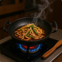 Cast Iron Wok Thickened Body Round-Bottom Wok Heat Retention Kitchen Tool