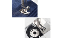 Compact Desktop Sewing Machine Foot Pedal Electric Sewing Machine White and Violet Adjustable Dials