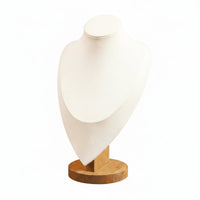 Long-Lasting Necklace Display Bust Soft Textile Finish Mannequin Necklace Stand Solid Wood Base Jewelry Bust Display for Dressing Table