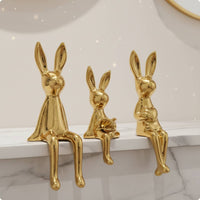 Hare Family Figurines Electroplated Shiny Hare Decor Glossy Mini Bunny Ornaments