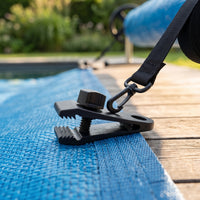 8 Pieces Adjustable Solar Cover Reel Strap Heavy-Duty Solar Blanket Strap with Clip Long-Lasting Pool Cover Kit with Straps Resistant