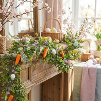 Carrot and Egg Vine Flexible Design Easter Garland Easy to Hang Easter Egg Garland for DIY Crafters, Families, Table Centerpiece, Doorway, Mantelpiece
