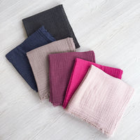 Women's Solid Color Wool Scarf with Textured Pleats, Extended Warm Shawl for Autumn/Winter