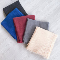 Women's Solid Color Wool Scarf with Textured Pleats, Extended Warm Shawl for Autumn/Winter