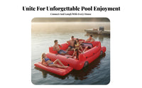 Removable Sunshade Inflatable Party Raft with Sun Canopy Comfortable Backrests Multi-Person Inflatable Island Long-Lasting Material Giant Floating Island Foldable for Adults, Family, Lake, Beach