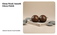 2 Pieces Ebony Exercise Balls Solid Wood Wellness Balls Finish Massage Tool for Seniors, Office Workers, Meditation, Home, Travel