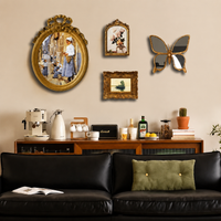 Large Mirror Set 140x80cm Antique Gold Resin-made European-style Carving Decorative Mirror for Entryway Living Room Bedroom