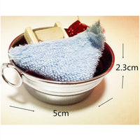 Dollhouse Miniature Metal Bucket, Basin, and Watering Can Set for Craft and Garden Scenes