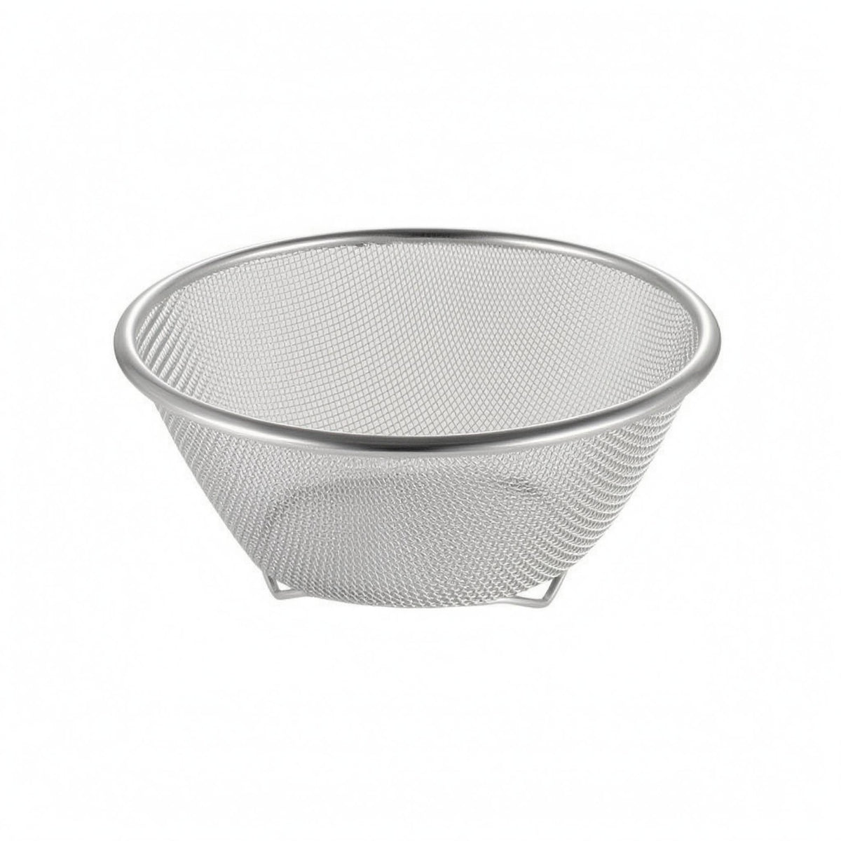 Rolled Rim Rice Washing Basket Wide Opening Fine Mesh Colander Narrow Base Stainless Steel Colander